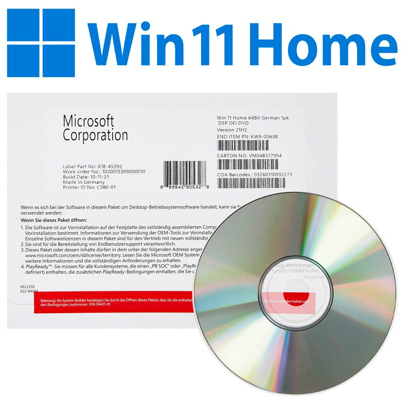 MS SB Windows 11 Home dt. DVD 64-bit
